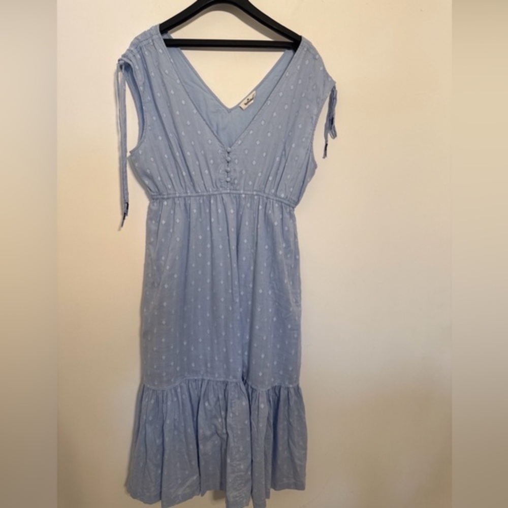 Soludos Blue Pleated Maxi Sundress